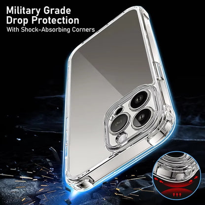 For Iphone 16 15 Pro Max Phone Case & Screen Glass for Iphone 16 15 14 13 Mini 12 11 Pro Transparent Case Iphone16 plus Cover